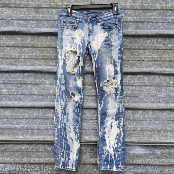 Distressed Machine Splatter Painted Jeans - Picture 15 of 16